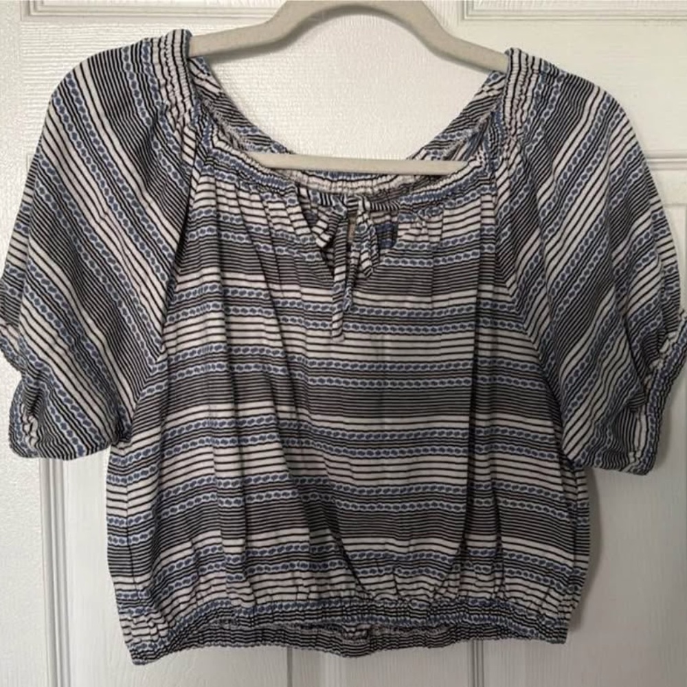 Madewell Jacquard Keyhole Crop Top in Stripe